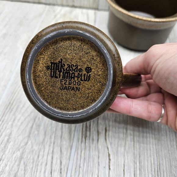 Mikasa Ultima Plus F2000 Creamer & Sugar‎ Bowl Set With Lid Brown Tan Japan MCM - Picture 8 of 11